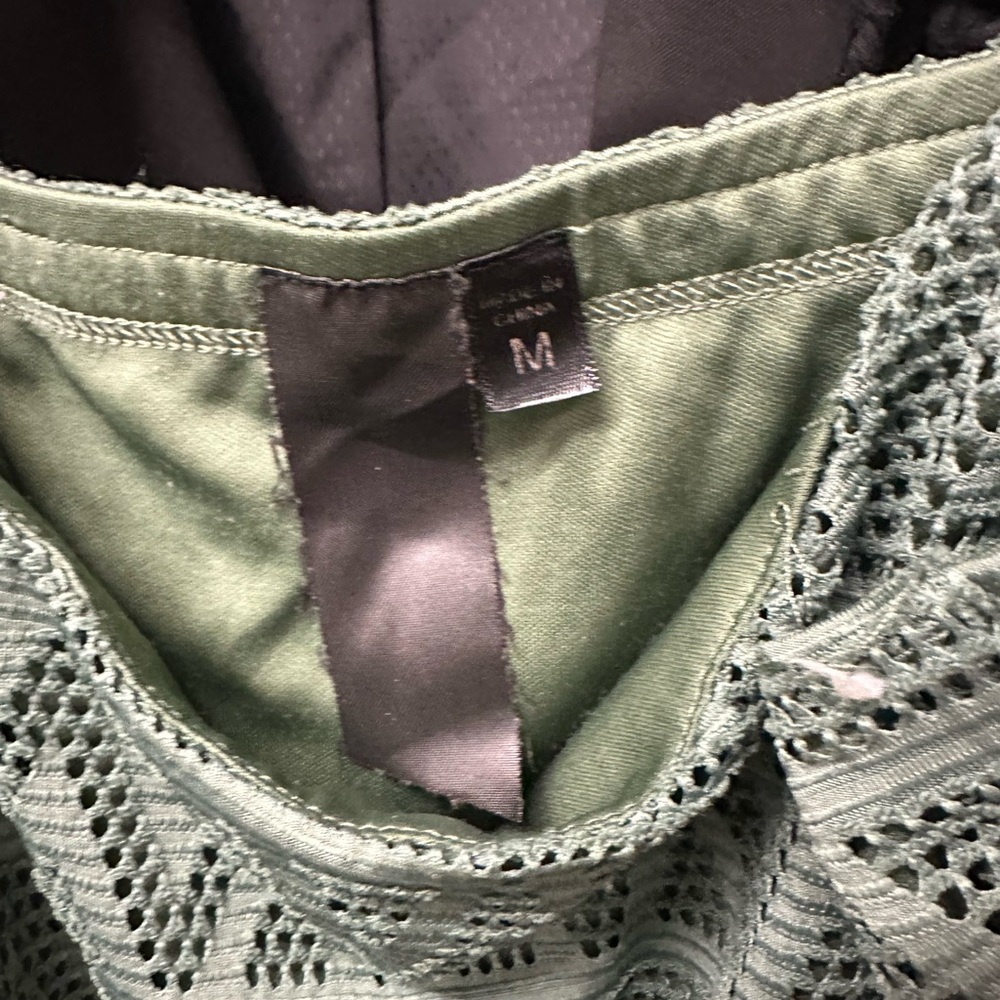 Medium Green Patterned Sleeveless Romper, Beaded … - image 3